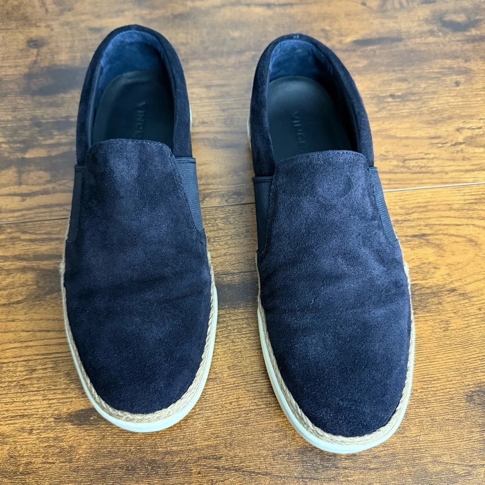 Vince Women's johan suede jute wrapped loafer sneakers 8.5‎ M Navy